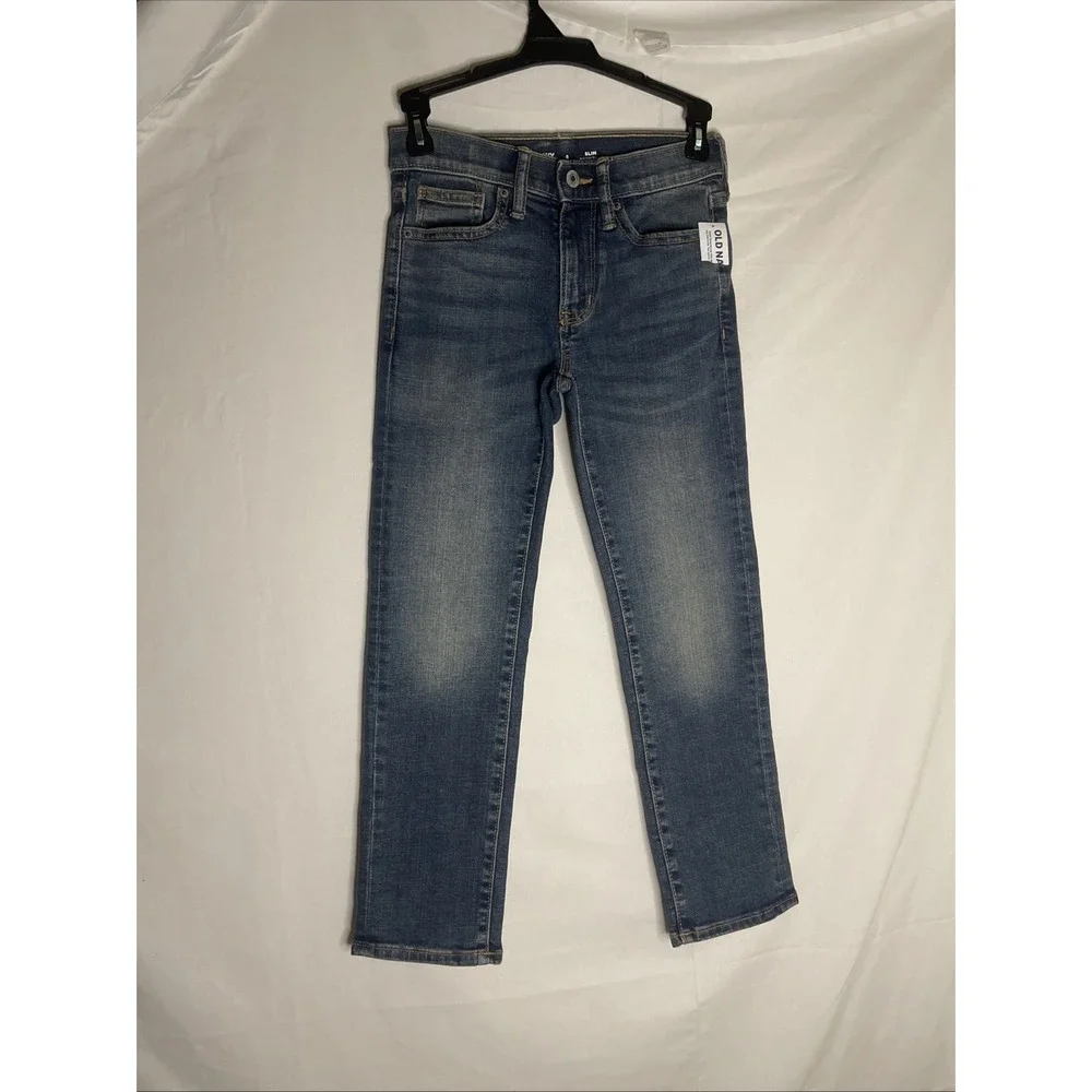 NWT Old Navy Girls Slim Jeans Size 8 360° Stretch Built-In Tough Medium Wash